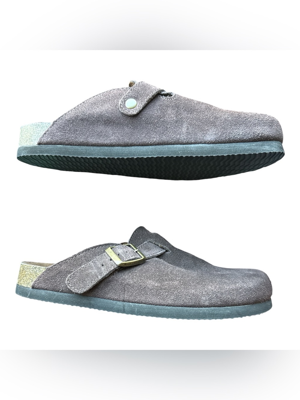 White Mountain Bari Clogs 6 Women’s Dark Brown Suede Slip-On Buckle - Picture 4 of 9
